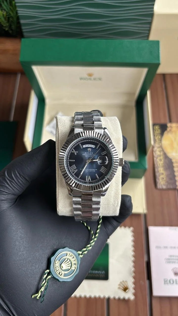 Day Date Dark Blue Dial Roman