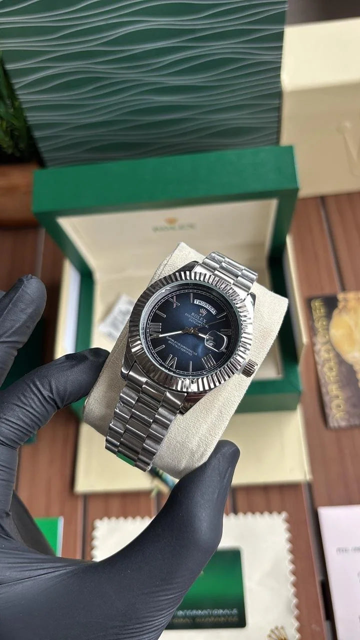 Day Date Dark Blue Dial Roman
