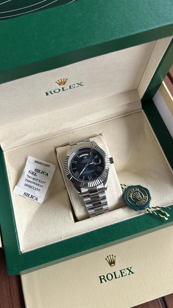 Day Date Dark Blue Dial Roman