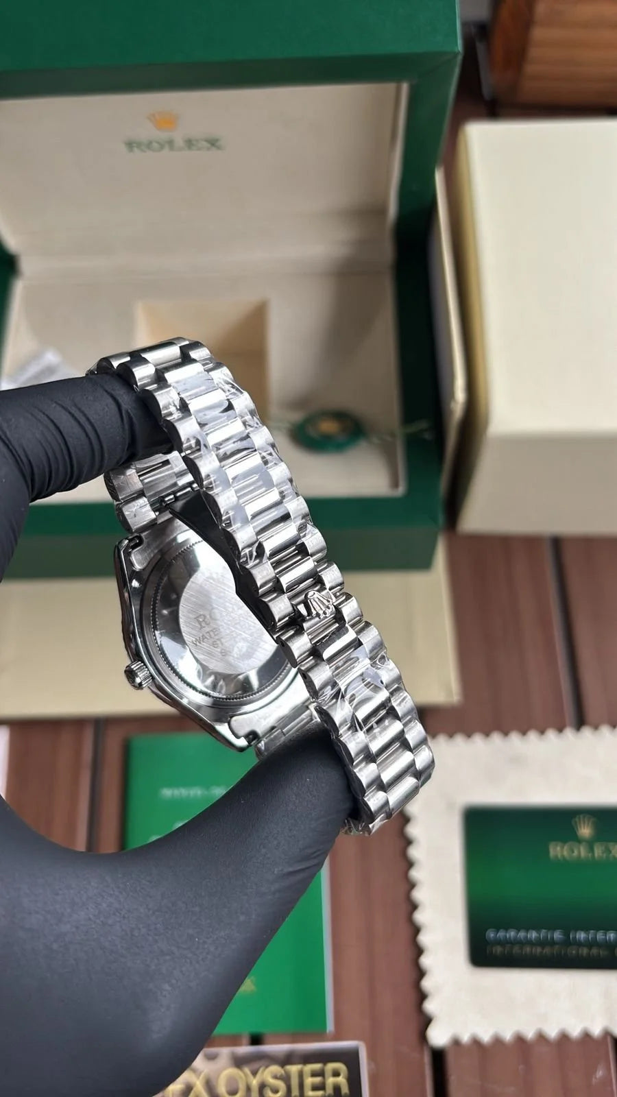 Day Date Stainless Steel Black Dial Roman